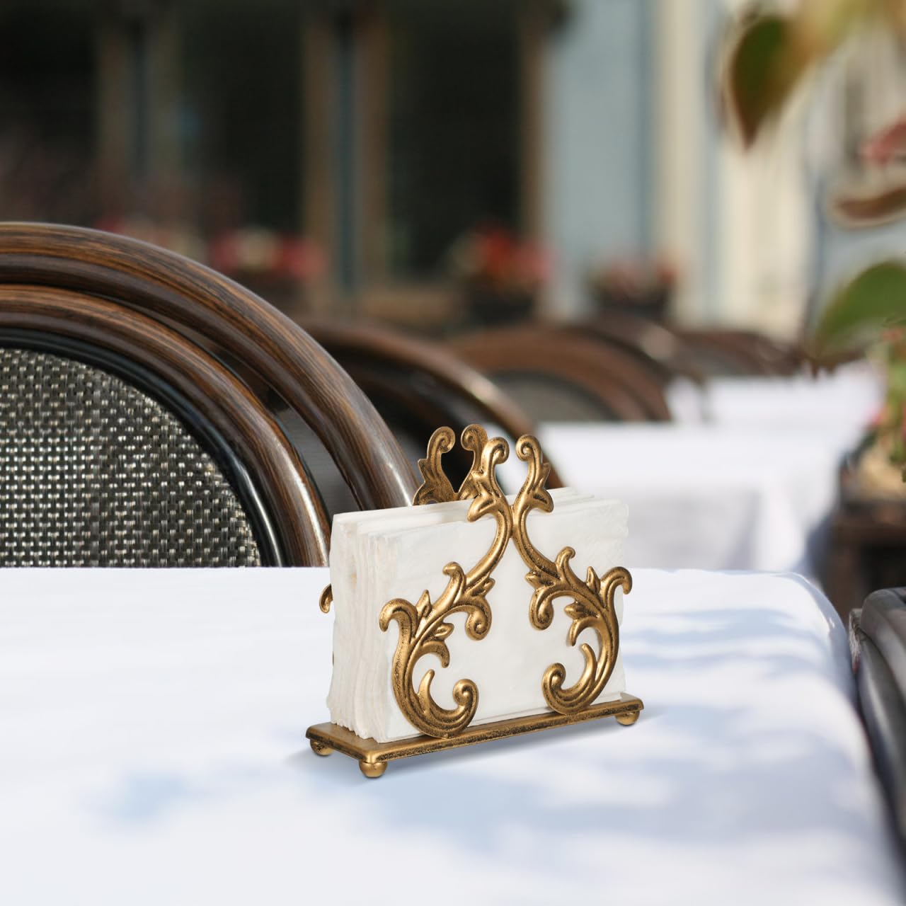 Alipis Serviettenhalter aus Metall – Serviettenspender im Landhausstil mit Astmotiv, Goldener Küchentisch-organizer aus Eisen, Dekorativer Retro-halter für Die Esszimmertheke
