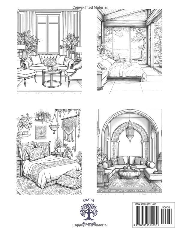 Interior Design Style Coloring Book: A Journey Through Popular Design Aesthetics image 3