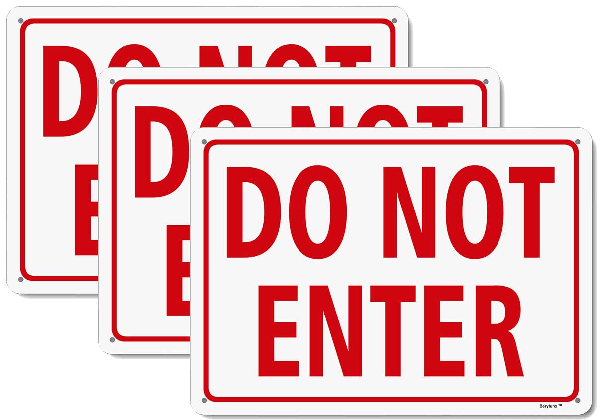 3 Pack 8"x12" Do Not Enter White Background Red Rust Free Aluminum, Fade Resistant Metal Signs for Business for Home for Door Outdoor