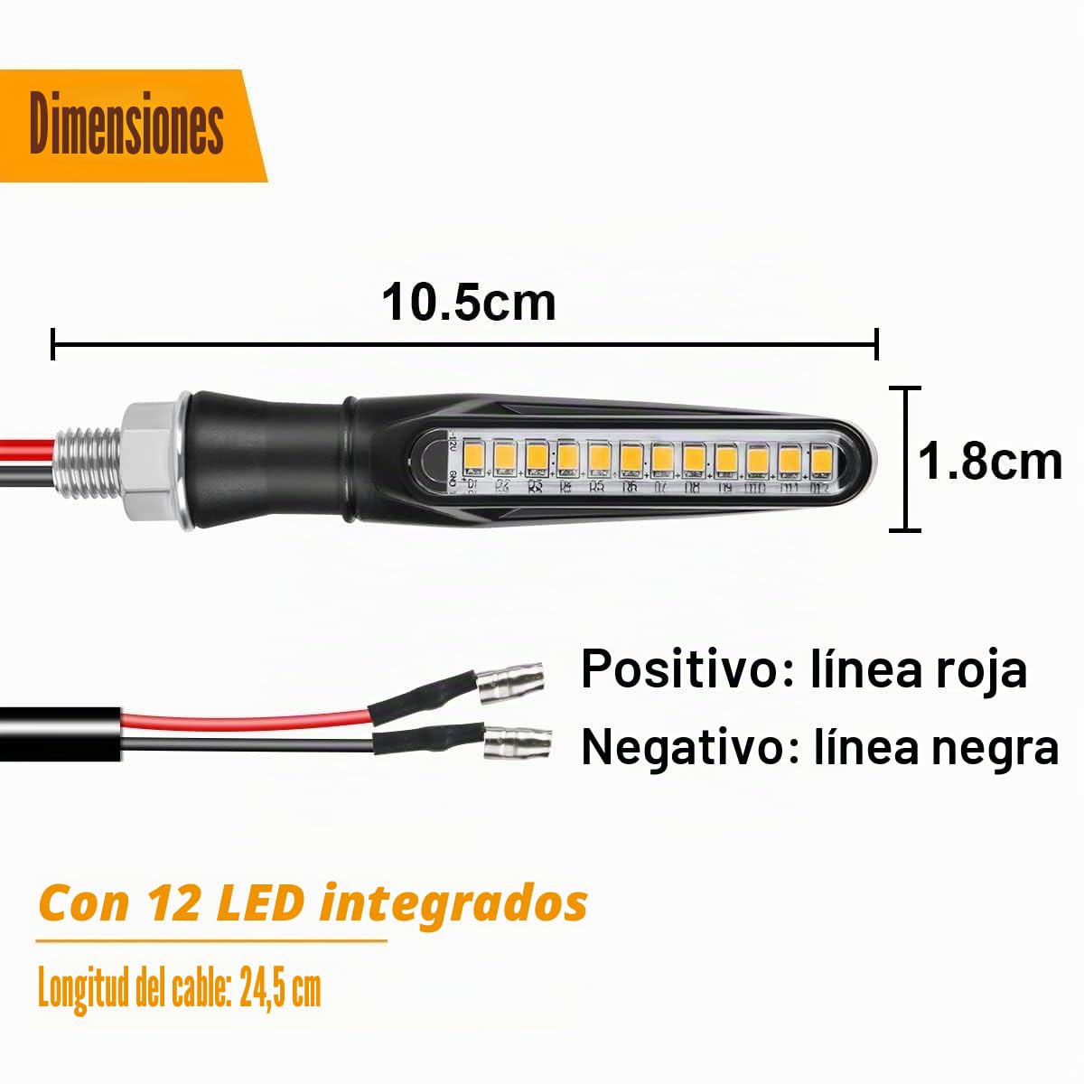 URAQT 4 indicadores de motocicleta, modo de flujo intermitente, luces indicadores de torneado de motocicleta, 12 V 12 LED universales impermeables para Scooter Quad Cruiser Off Road