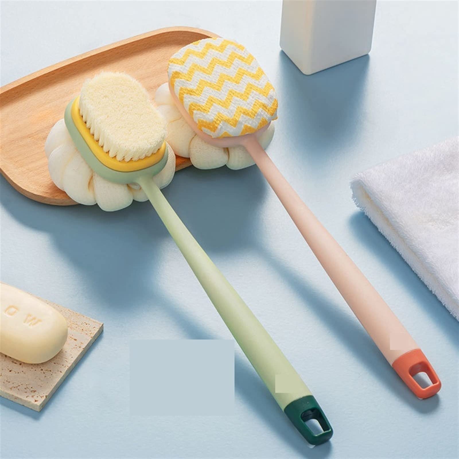 Szczotka do kąpieli pod prysznicem, Long Handle Bath Brush Multicolor Back Scrubber Shower Sponge(Pink)