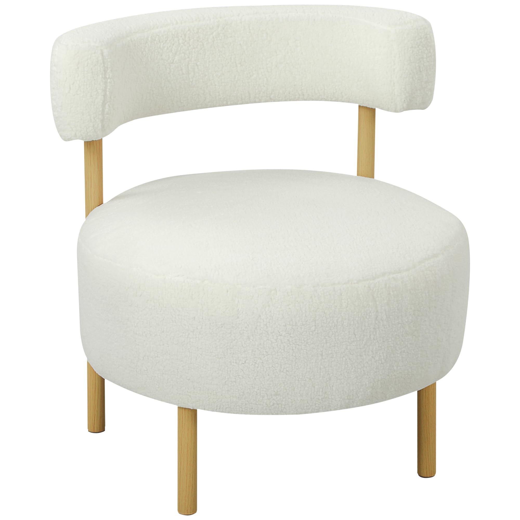 HOMCOM Sessel Loungesessel Relaxsessel mit Sherpa-Fleece, Metallbeinen in Holzoptik Polstersessel Lesesessel Einzelsofa für Wohnzimmer, Schlafzimmer, Cremeweiß