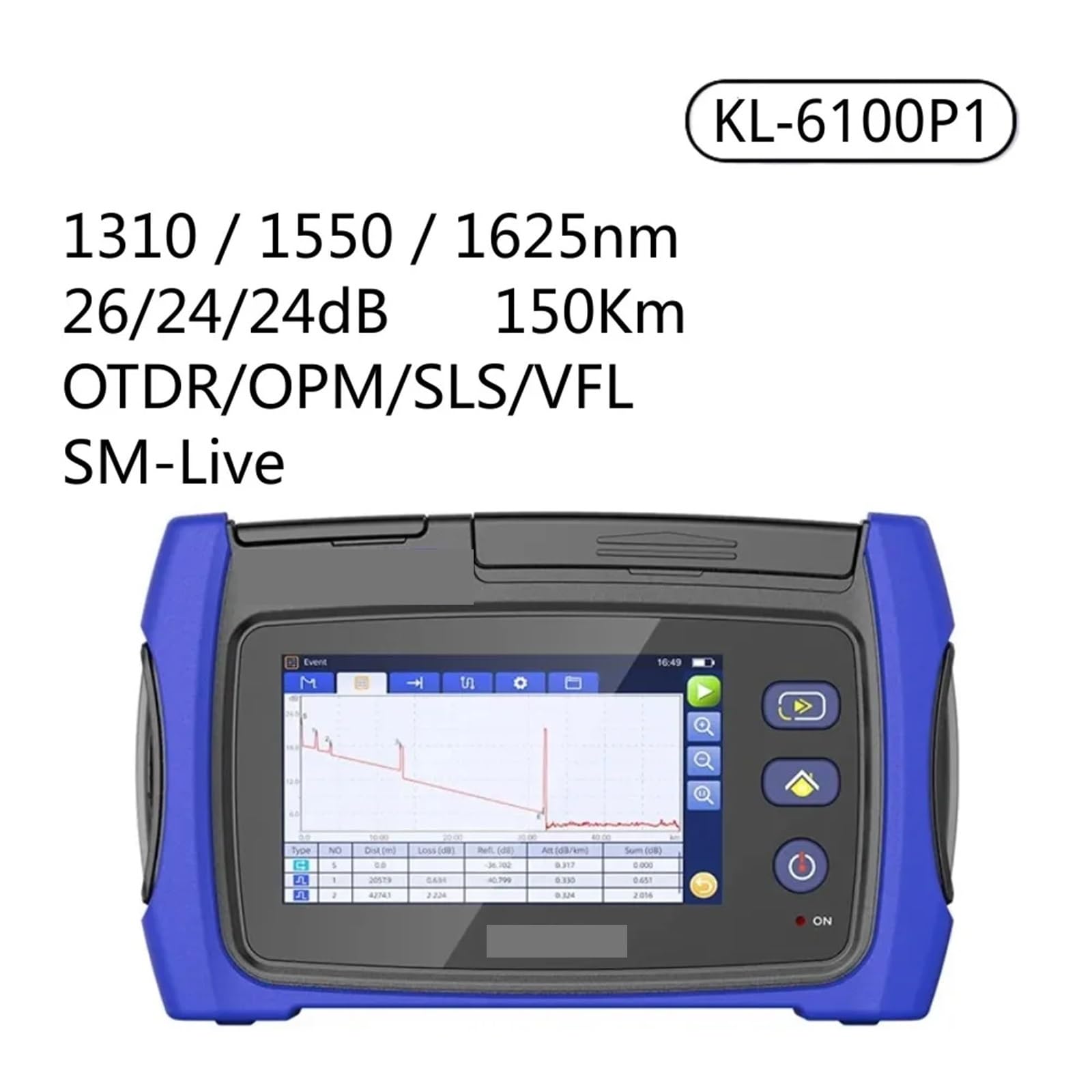 OTDR 1310/1550/1577/1625/1650nm 31dB/29dB VFL Optical Time Domain Reflektometer OPM Aktive Faser Live tester(KL6100P1 UPC)