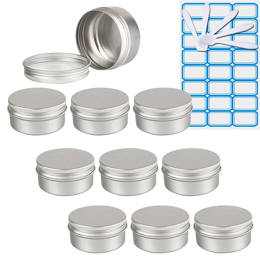 10 Piezas Tarros de Aluminio con tapa Rosca 15ml, Negro Mate Tarros de Aluminio Vacíos Redondo para Contenedor De Cosméticos Cremas Caja de almacenaje con 5 Espátula y 1 Etiqueta — view 26