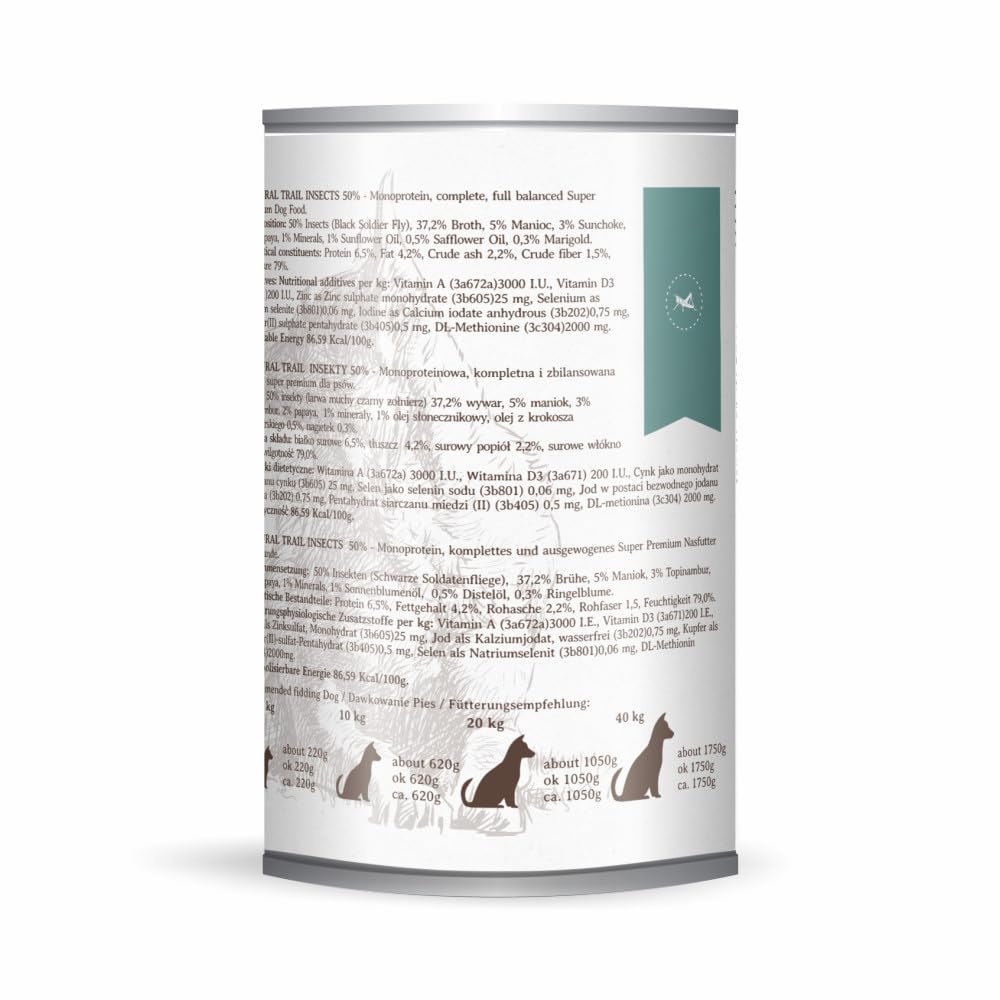 Natural Trail® Hundefutter Mit Insektenprotein – 12 Dosen à 350 G, Hypoallergen & Getreidefrei