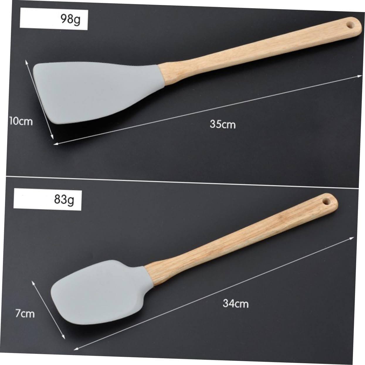 6 Piece Silicone Utensil Set with Wooden Handles for Cooking image 3