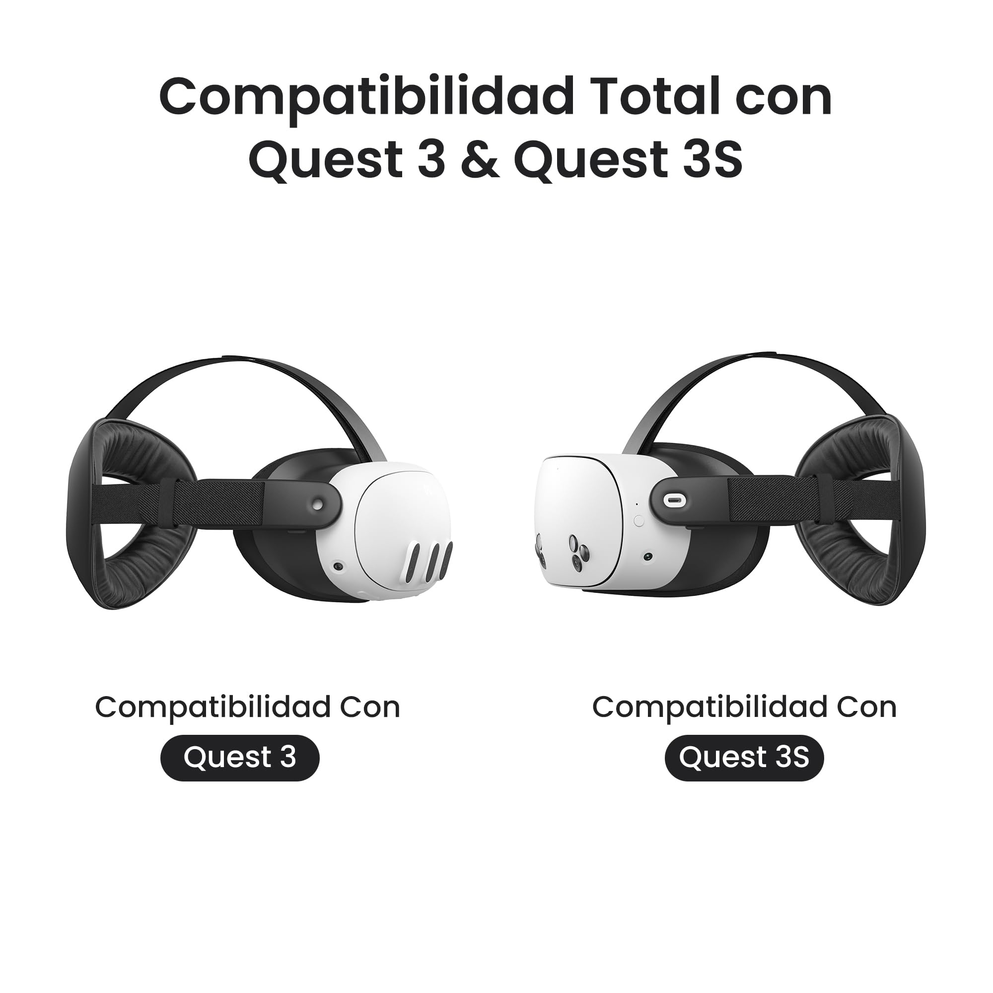 KIWI design K4 Flex Banda Cabeza Confort para Meta Quest 3/3S, Correa Elite Ajustable con Espuma PU para Mayor Comodidad e Inmersión en Juegos RV (Sin Batería)