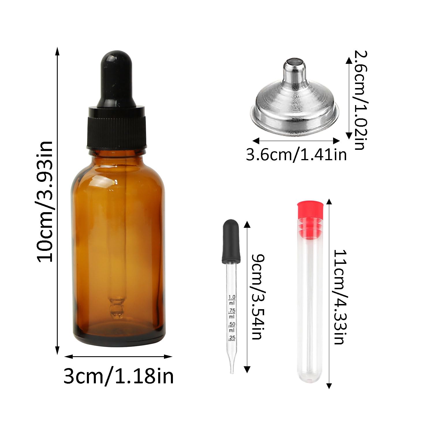 Botellas Ambar Vidrio 30 ml Cuentagotas, Frascos Cristal 24 unidades Gotero 30ml