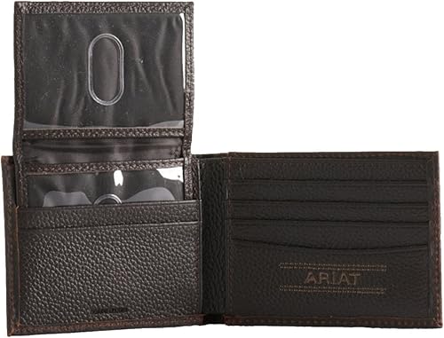 Miniatura 2 de ARIAT Cartera plegable de cuero marrón para hombre con logotipo de la bandera de México Marrón Brown Rowdy Cartera plegable con logotipo de la