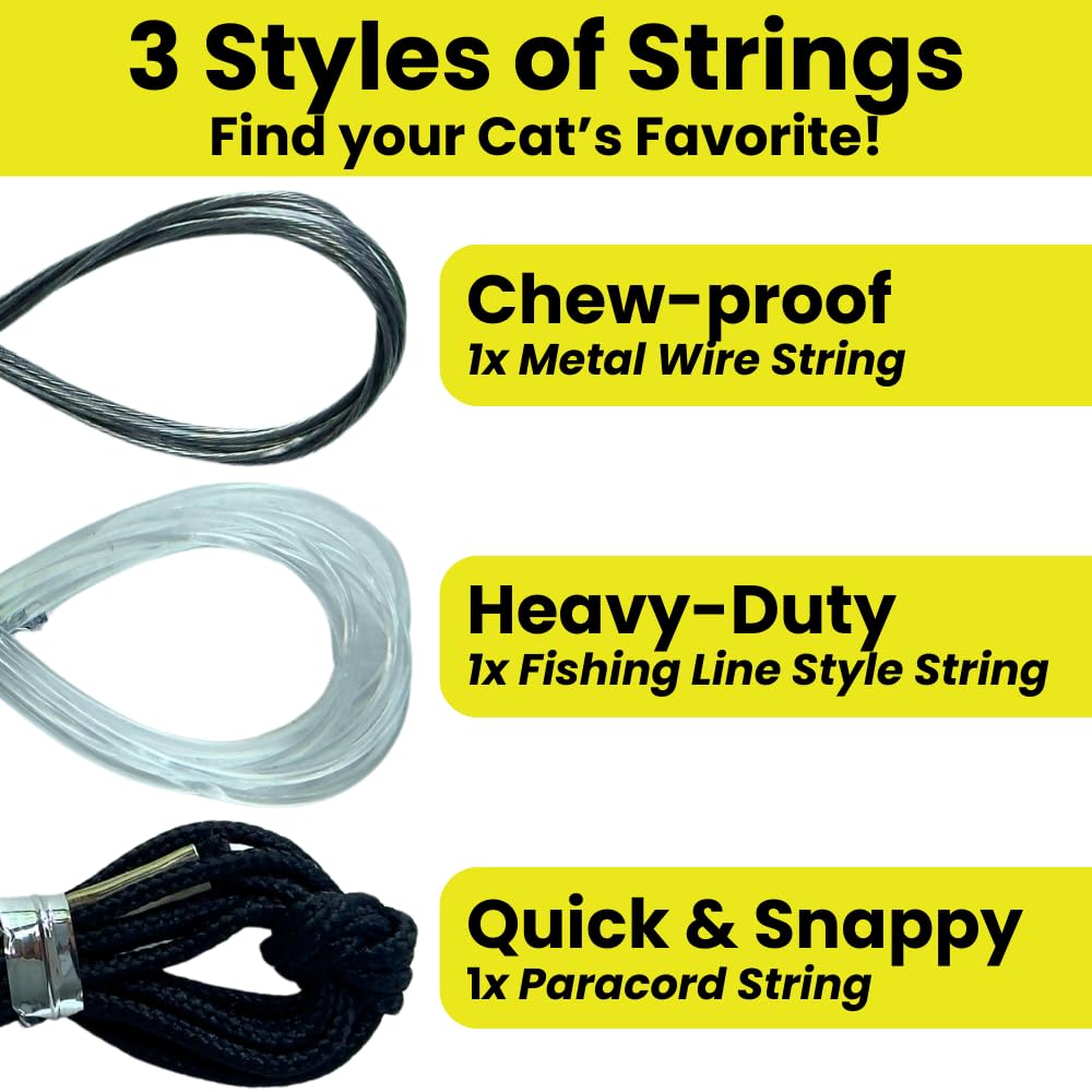 Forever Stick - Paquete de juguetes para gatos – El juguete irrompible para gatos con cuerdas de varita extra para gatos, cintas arcoíris y 6 juguetes de plumas, paquete de juguetes de