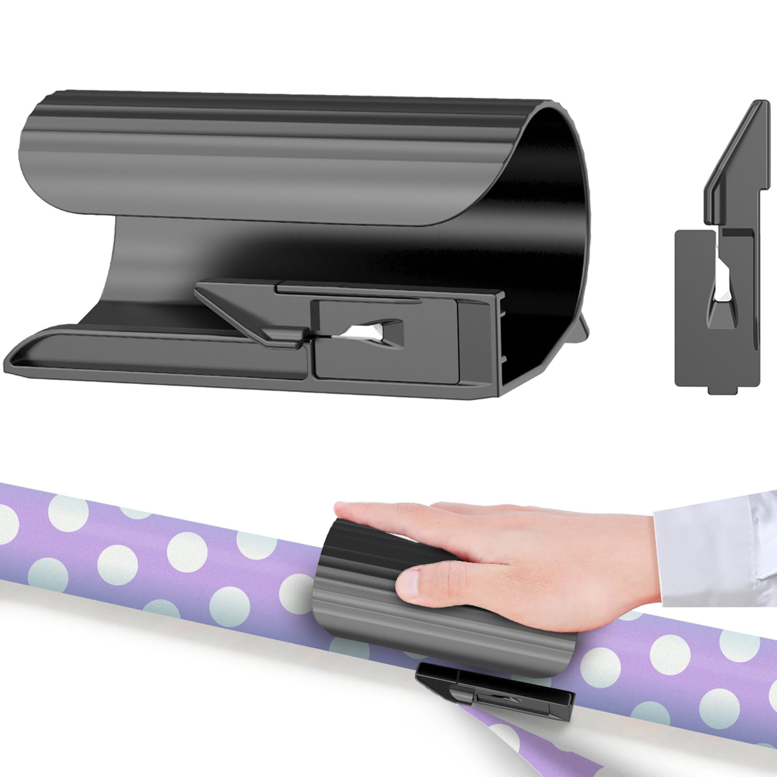 Wrapping Paper Cutter,Wrapping Paper Roll Cutter Sliding Cutter,Gift Wrap Cutter Tool,Easy Slide Roll Cutter for Christmas,Halloween,Birthday,Holiday,Crafting Wrapping Paper (Black)