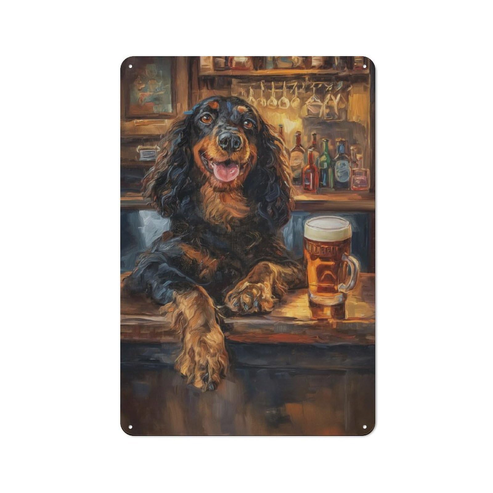 Junmoney Gordon Setter Pint Of Beer Metal Wall Art Sign 30X20cm, Retro Vintage Wall Decor For Kitchen, Hallway, Bar Or Small Cafe