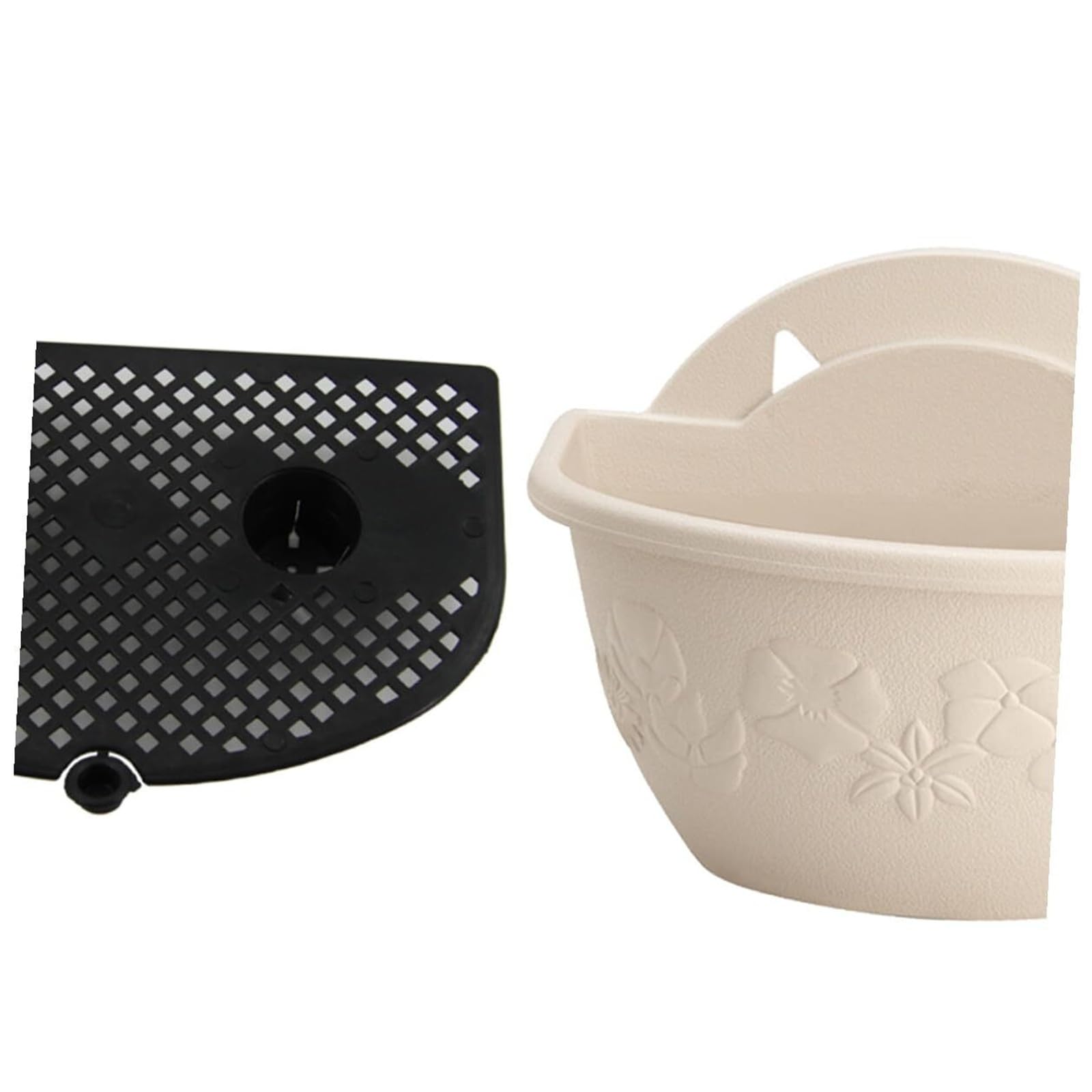 Vasi per piante da interno Vaso da fiori in plastica semicircolare beige piccolo appendere al muro for interni Decorazioni per veranda e spazi esterni