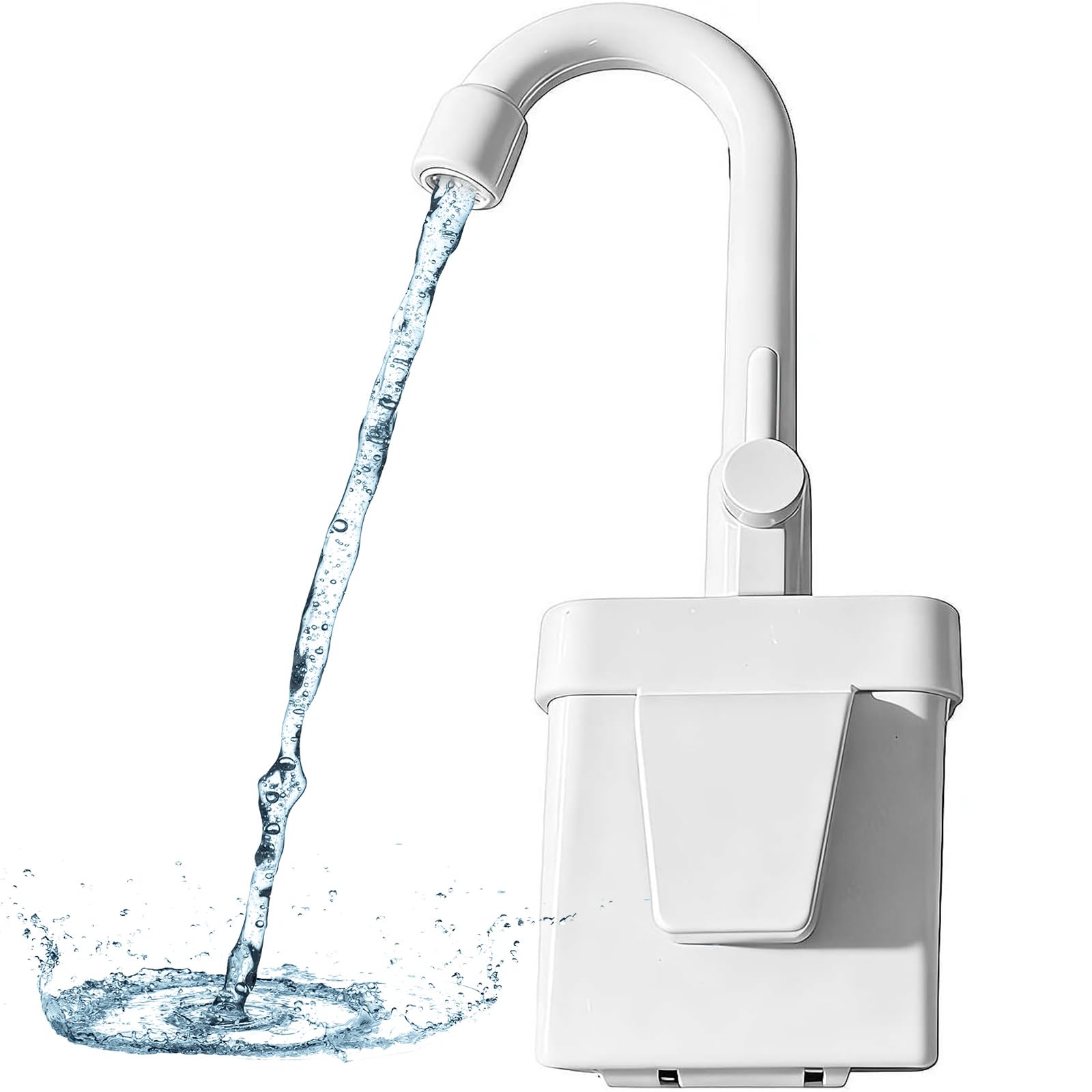 Kids Toy Kitchen Sink Faucet Replacement, Electric Pretend Play Faucet Toy, Waterproof Pretend Play Tap with Pump, Realistic Dishwasher Sink Accessory for Toddler Role Play Kitchen Bathroom (White)
