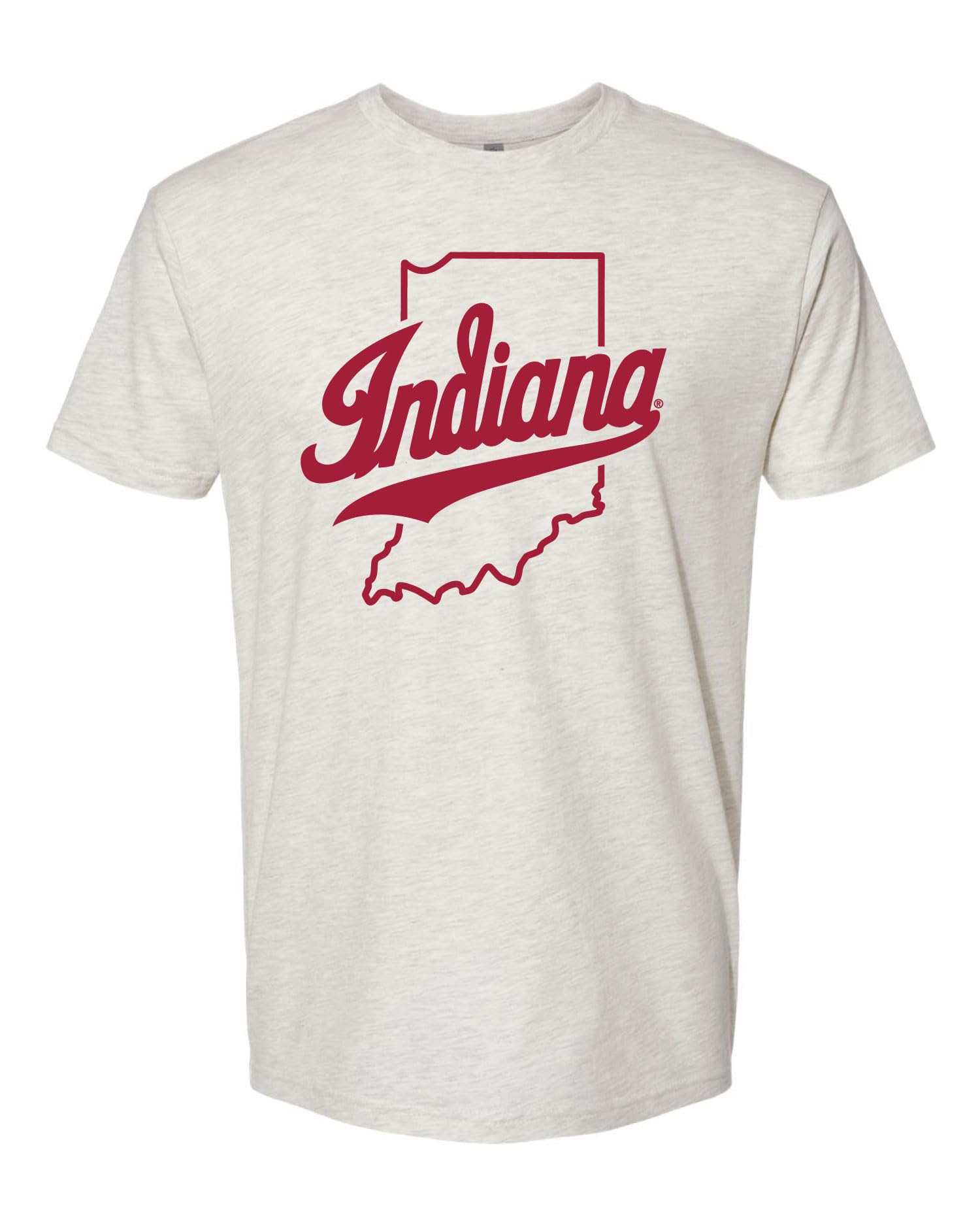 Nudge Nudge PrintingIndiana University Script IU Over State of Indiana T Shirt in Ash White