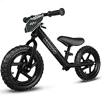 KRIDDO 12 Inch Toddler Balance Bike for 2-5 Year Olds - Adjustable Seat, Customizable Plate with Stickers, Never-Flat Tires, Safe Gift for Boys Girls