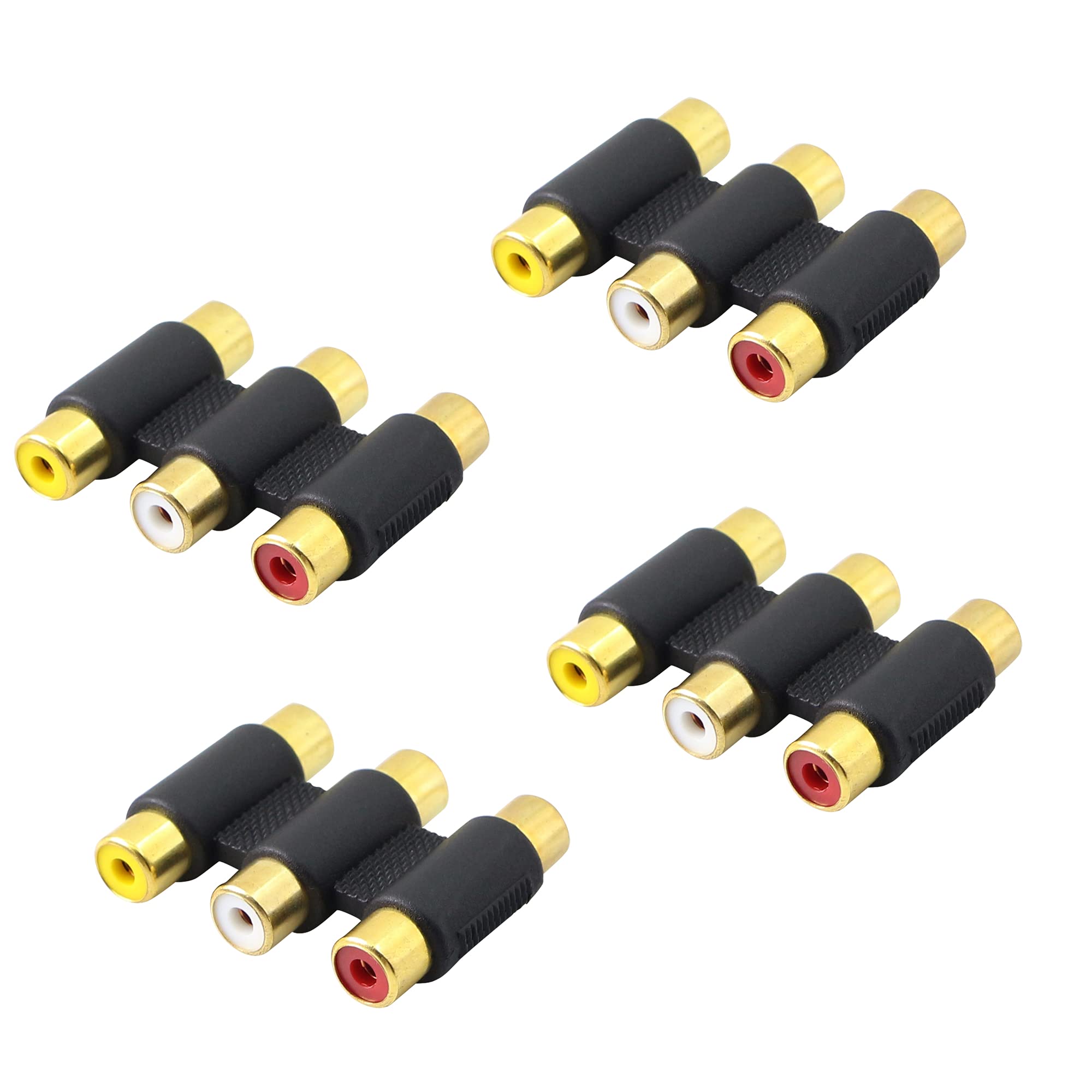 PNGKNYOCN 3 RCA Female to Female Coupler 4 Pack AV Audio Video Gender Converter Adaptor for Speaker,RCA Cable,Amplifier Etc（ White/Red/Yellow）