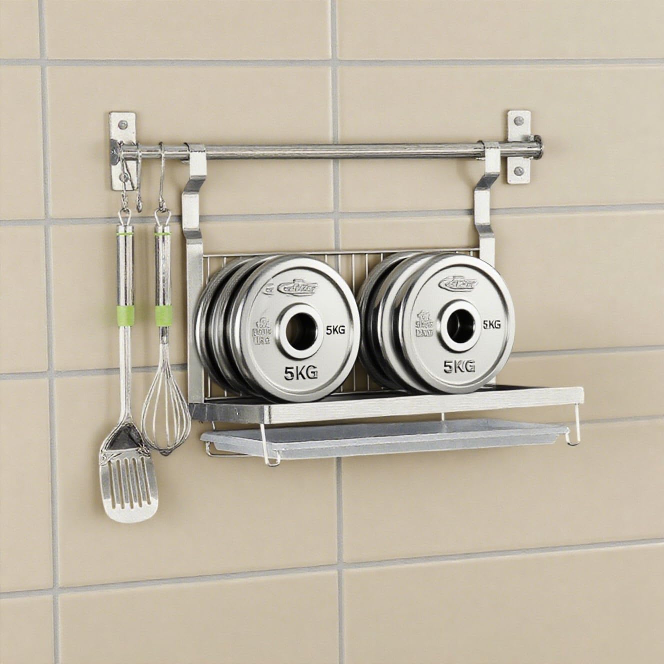 TentHome Egouttoir Vaisselle INOX Pliable Murale avec 5 Crochets, Égouttoir à Vaisselle Petit avec Plateau, Seche Porte Support Ustensiles Cuisine Assiette Bol Mural, Sechoir Rangement Vaisselle