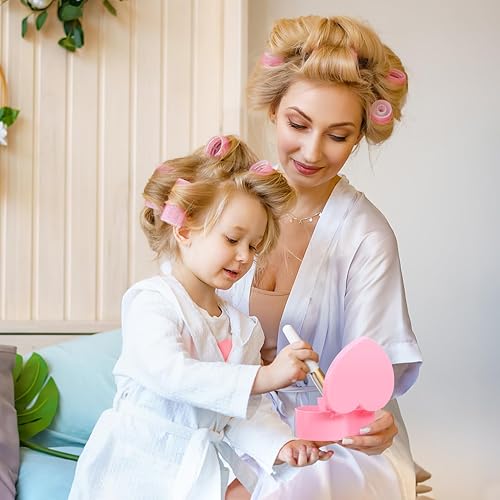 Miniatura 8 de Cabilock Joyero en forma de corazón para niña Organizador de almacenamiento de joyas rosa con espejo de maquillaje de corazón vitrina de joyería