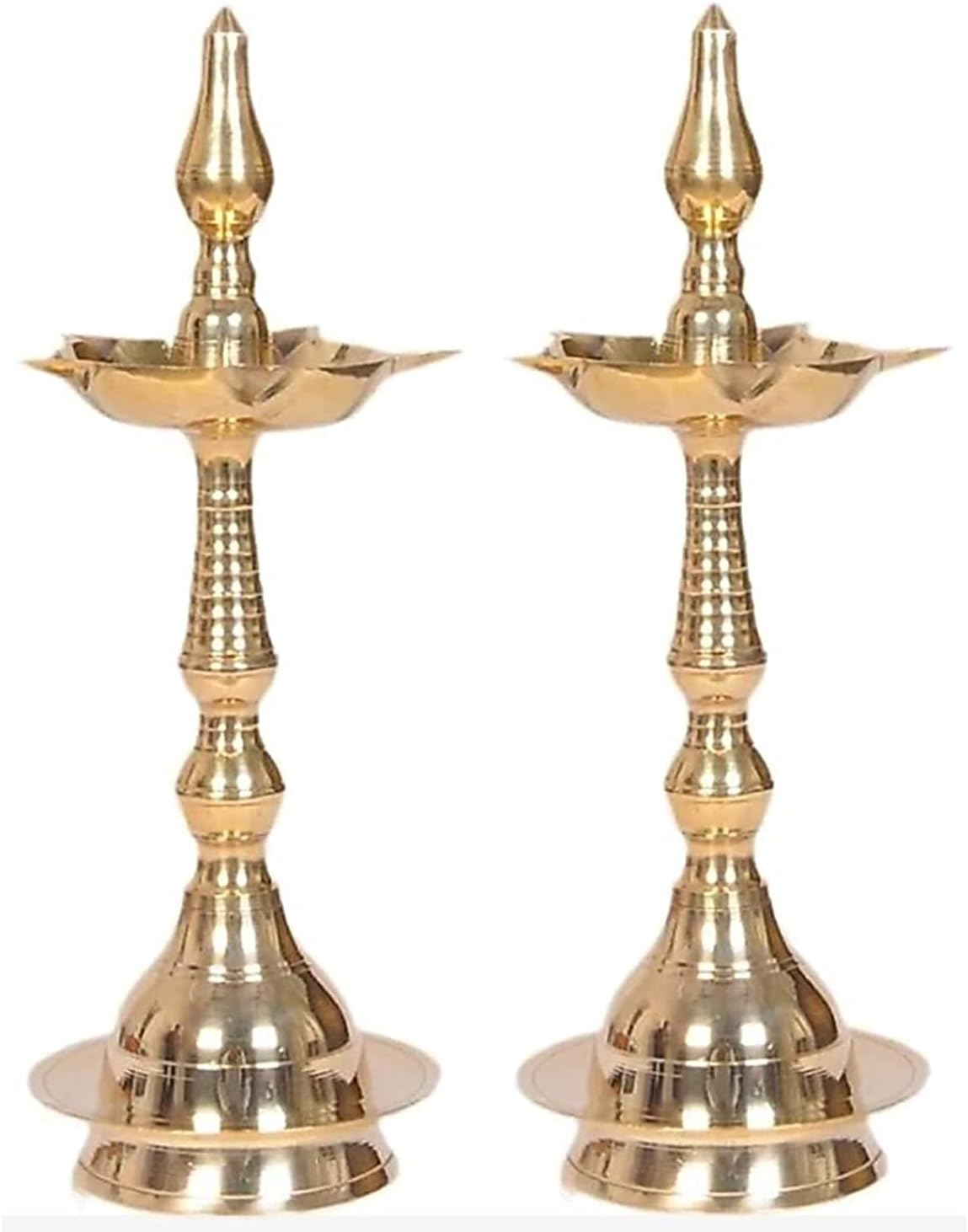 Brass Gallery Brass Diwali Puja Oil Diya Kashi Samayi for guft & Puja (Height 12 Inch, Fancy Samayi)