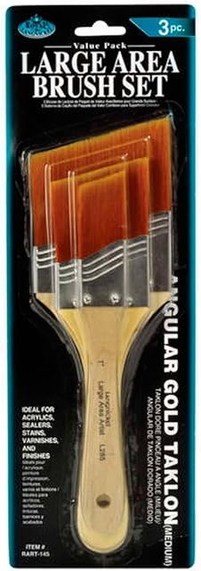Royal and Langnickel Large Area Brush Set - Angular Gold Taklon Medium 3 Pack,RART-145