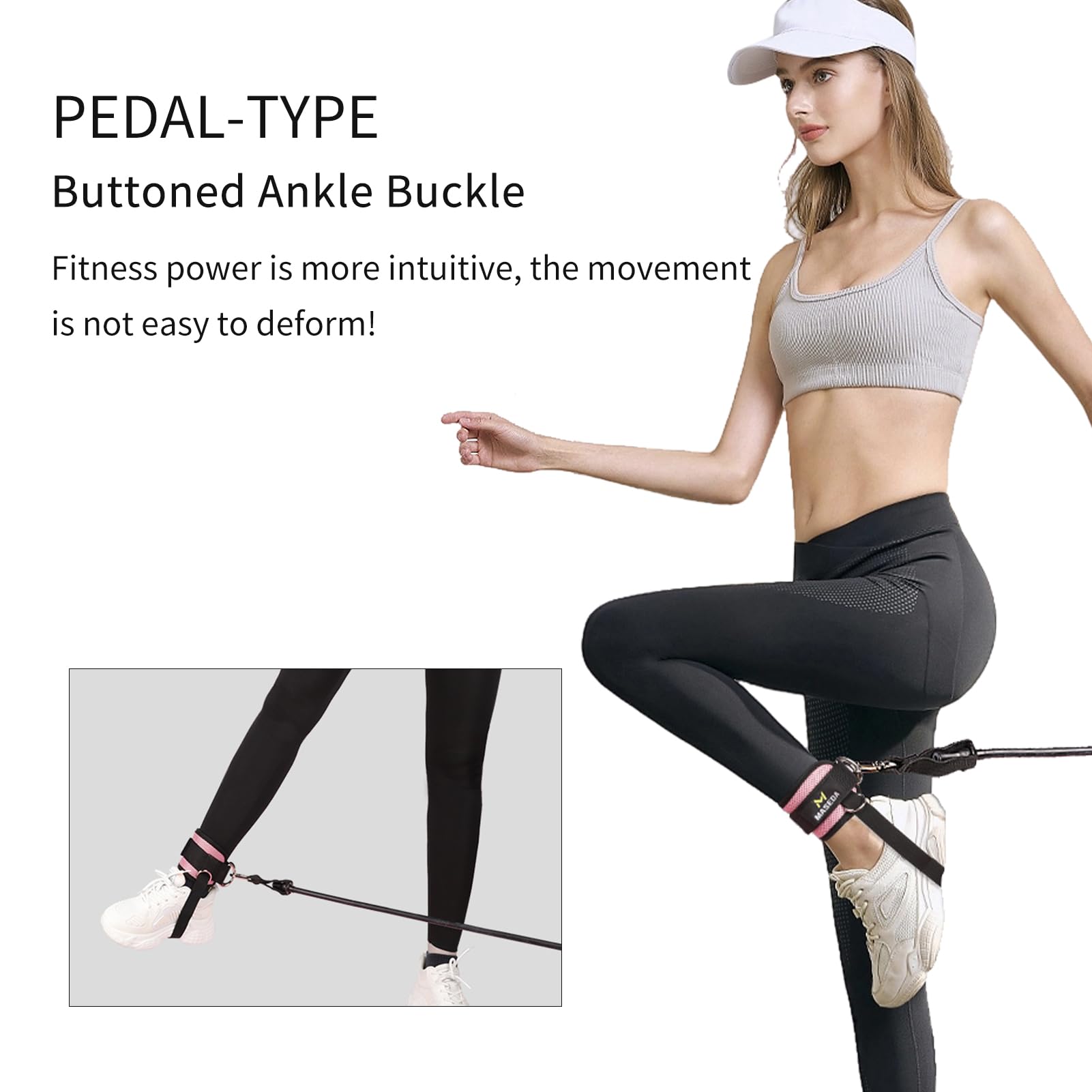 Veki 2 Piezas Tobilleras Poleas Gym con Acolchado, Ajustable Correas Tobillos de Velcro para Cable Maquinas, Correa de Tobillo Gimnasio para Entrenar Piernas y Glúteos para Hombres y Mujeres (Rosa)
