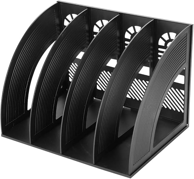 Desk File Organiser 4 Compartments File Rack Holder Magazine Plastic Holders Sturdy Desktop Frames File Dividers Document Rack Display and Storage Organiser