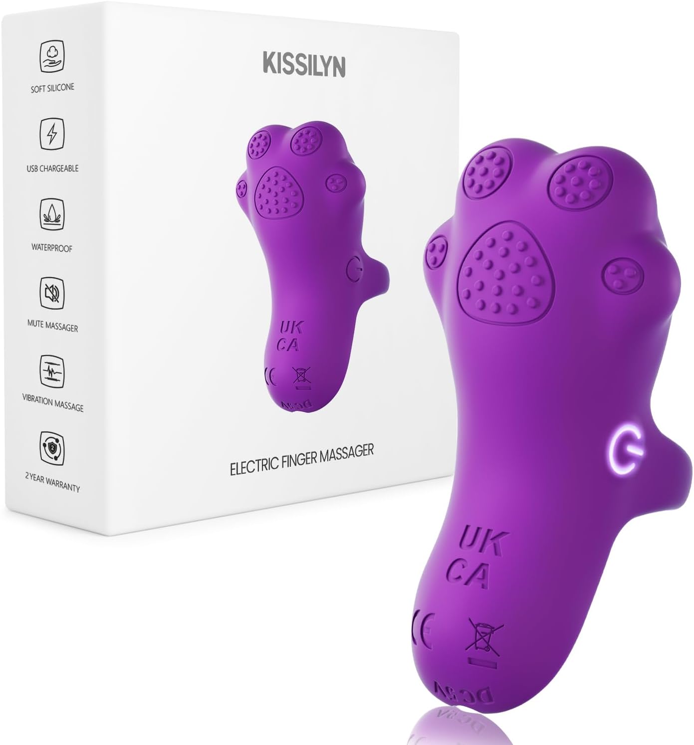 Multifunctional Finger Massager, Waterproof Rechargeable Massage Tool (Violet)