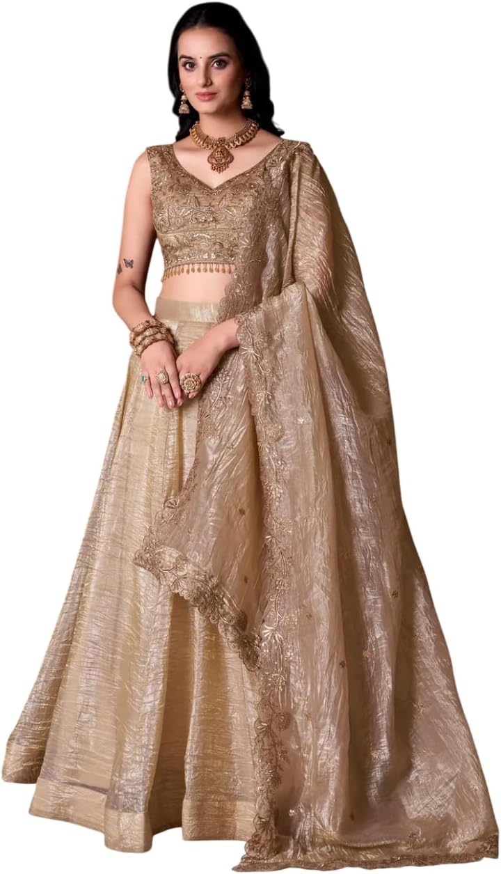 Stunning Brown Wedding Lehenga With Embroidered Blouse