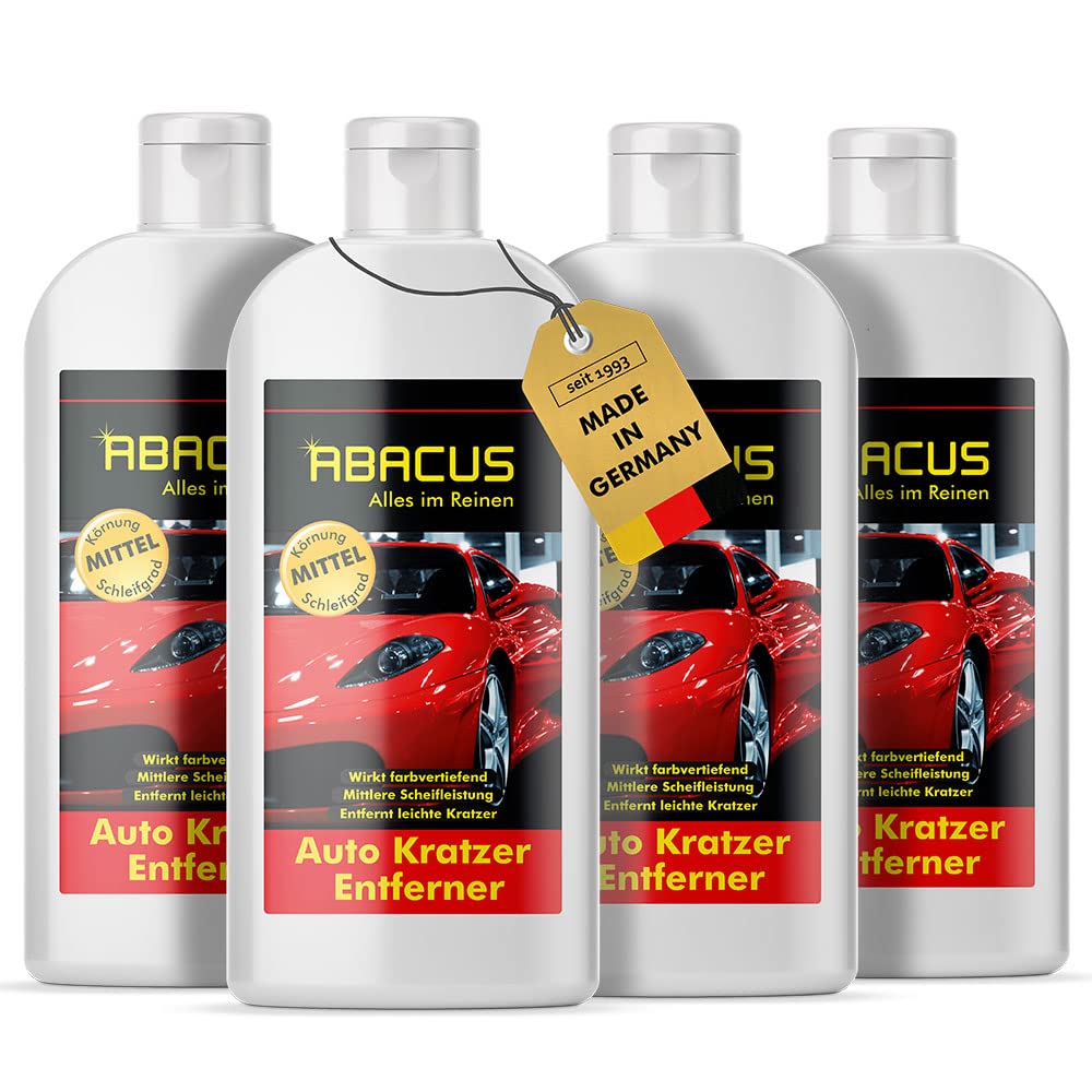 ABACUS® Auto Kratzer Entferner, Kratzerentferner Auto, Kratzer auf Lack entfernen, Kratzer-Entferner Lack, Lackkratzer Entferner, Scratch Remover, Kratzer-Reparatur – Auto Kratzer Entferner 4x 500 ml