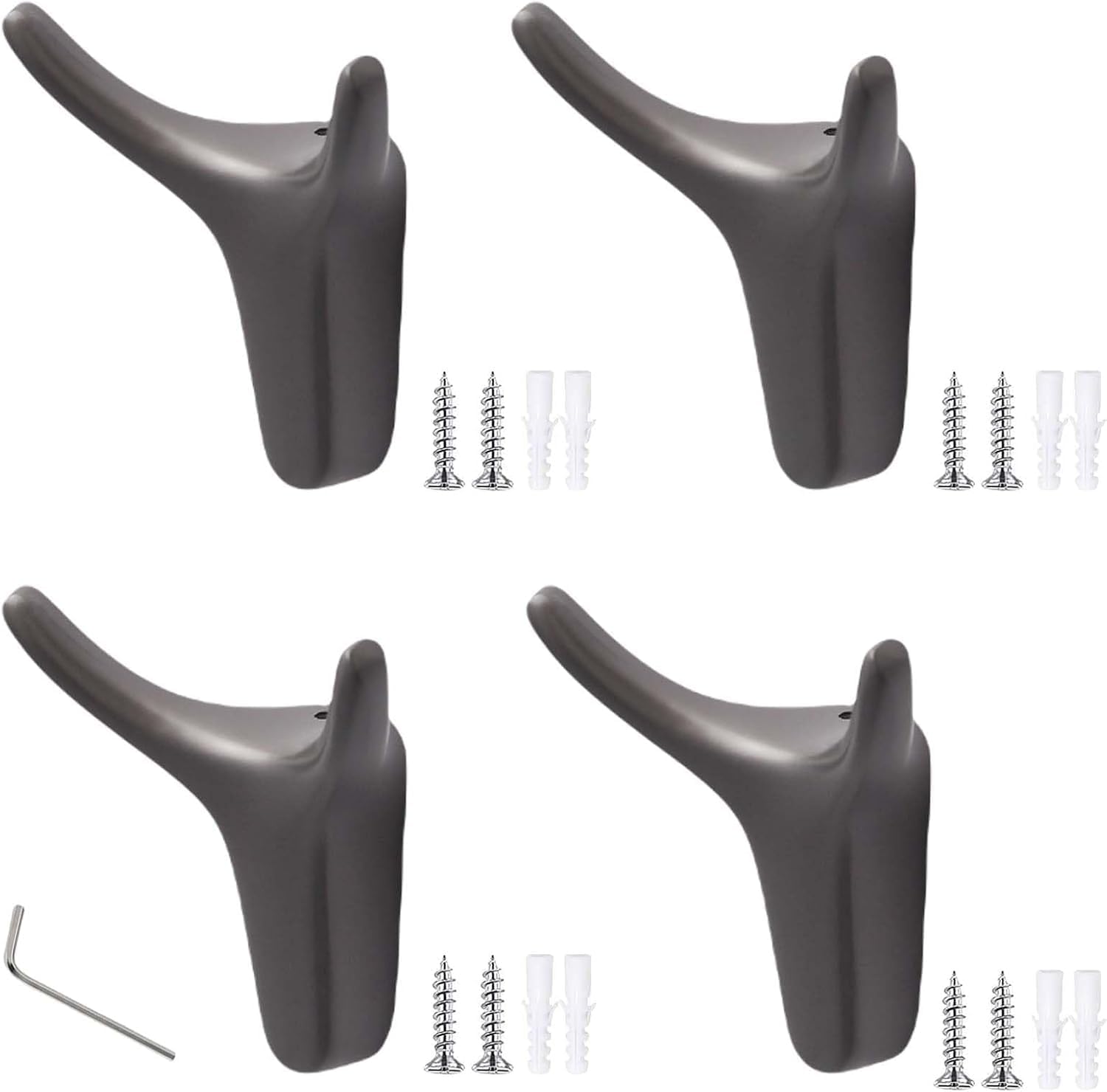 Coat Hooks,Door Hook, Coat Hooks Wall Mounted Coat Rack 4 Pack Ox Horn Metal Hanger Hook Decorative Hook Wall-Mounted Coat Hook Suitable For Behind The Door Wardrobe Cabinet Bedroom Can Hang Hats Scar