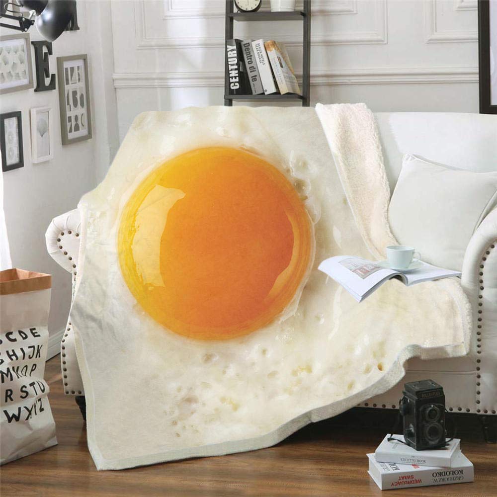 VHKJewE Blanket Throw for Bed Cow Throws for Sofas Large Fall and Winter Fleece Soft and Cosy Heavy(Egg Food,160x240cm)