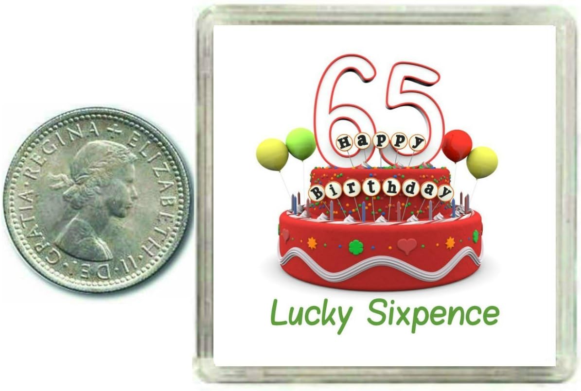 65th Birthday Lucky Sixpence. Great good luck present idea for man or woman