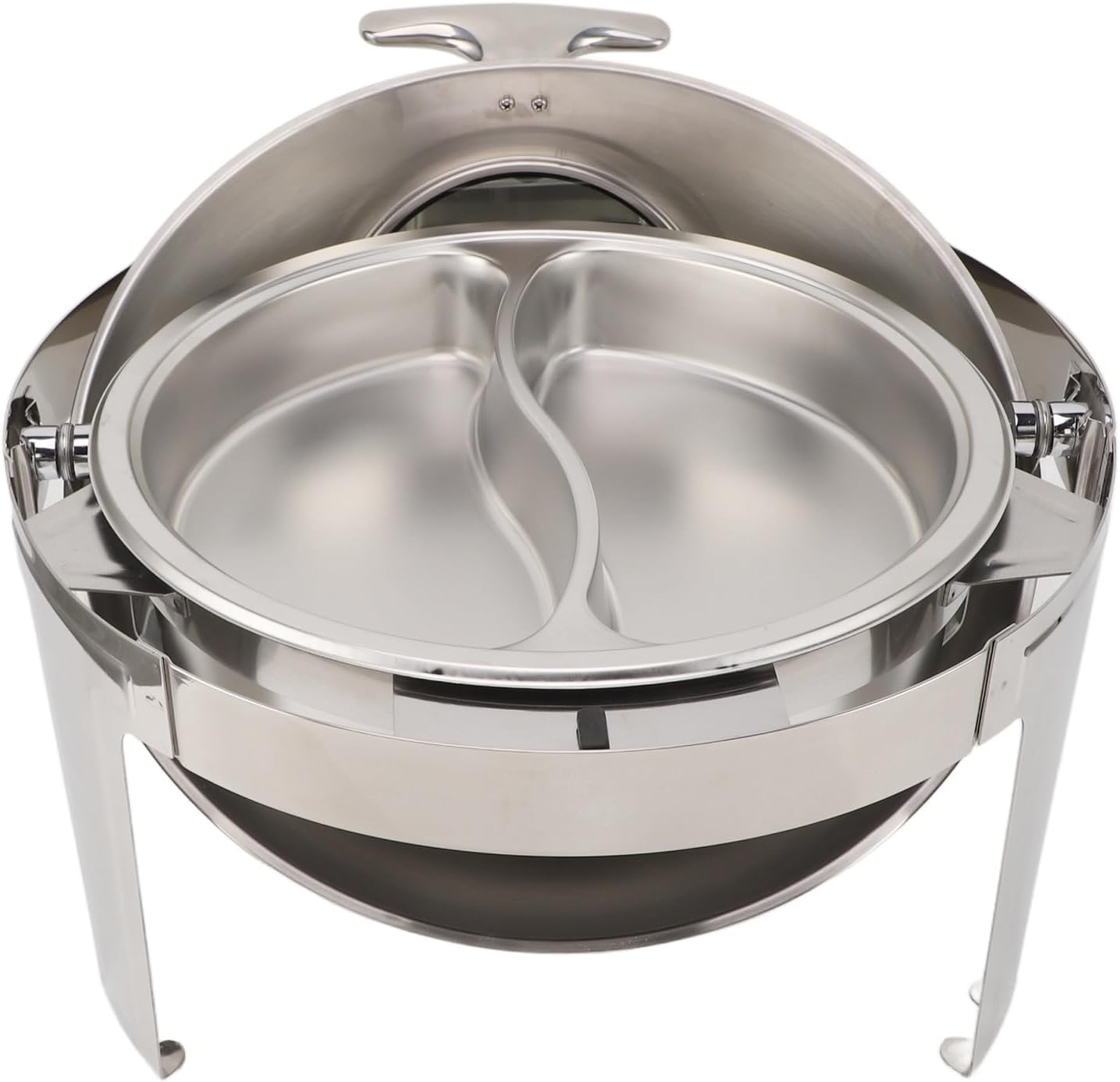 Chafing Dish Buffet Set Stainless Steel Buffet Chafer 6 L Buffet Catering Food Warmer Alcohol Heater Visible Glass Lid Round,Pfanne mit 2 F?Chern