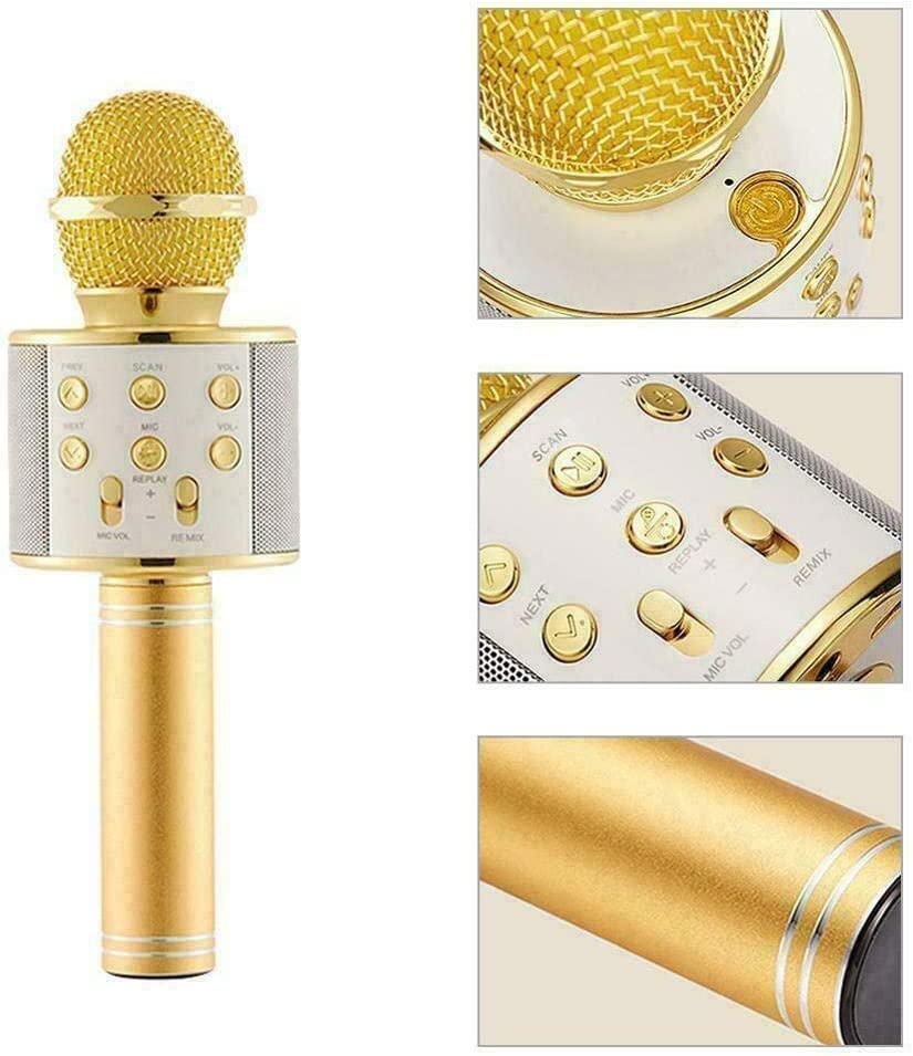 ZWYUAN Bezprzewodowy przenośny ręczny mikrofon do karaoke Bluetooth na imprezę domową mikrofon do mowy dla dzieci