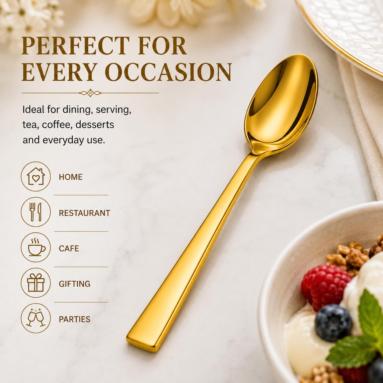 Gold Copper Spoon - Luxury Tableware & Gift -5