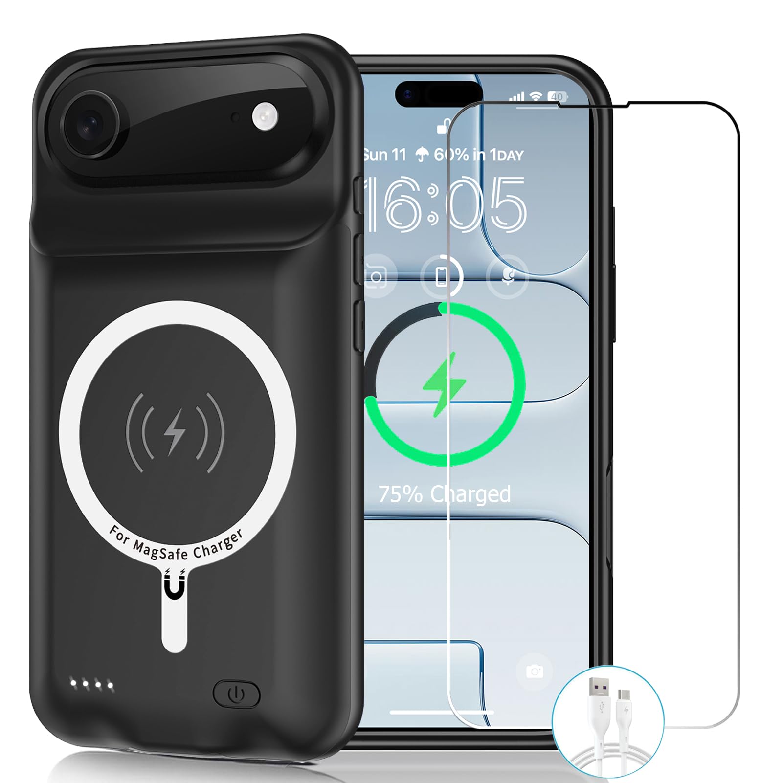 Amazon.com: Wireless Charging Case for iPhone 17 Air, 12000mAh