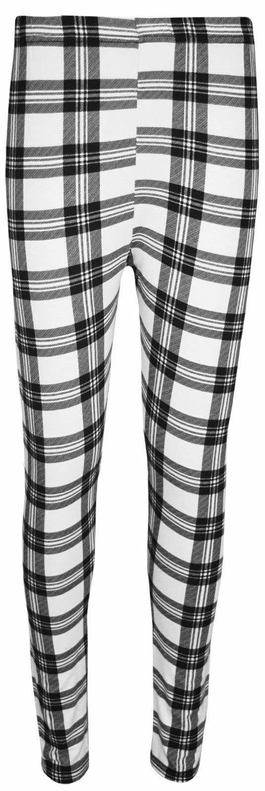 GOSTYLES® Womens Printed Stretchy Tights Leggings, Ladies Everyday Wear Soft & Comfortable Activewear Yoga Pants (White Tartan, XXL)
