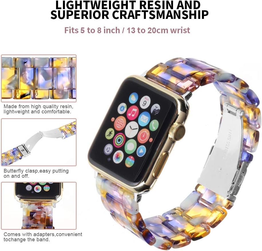 Best Deal Resin Watch Band,FIANO Fashion Replacement Wristband Strap Compatible with Apple iWatch Series 6/5/4/3/2/1 with Stainless Steel Buckle Strap Women Men(Blue Ocean, 38mm) Flash Deals - 50% OFF Resin Watch Band,FIANO Fashion Replacement Wristband Strap Compatible with Apple iWatch Series 6/5/4/3/2/1 with Stainless Steel Buckle Strap Women Men(Blue Ocean, 38mm)