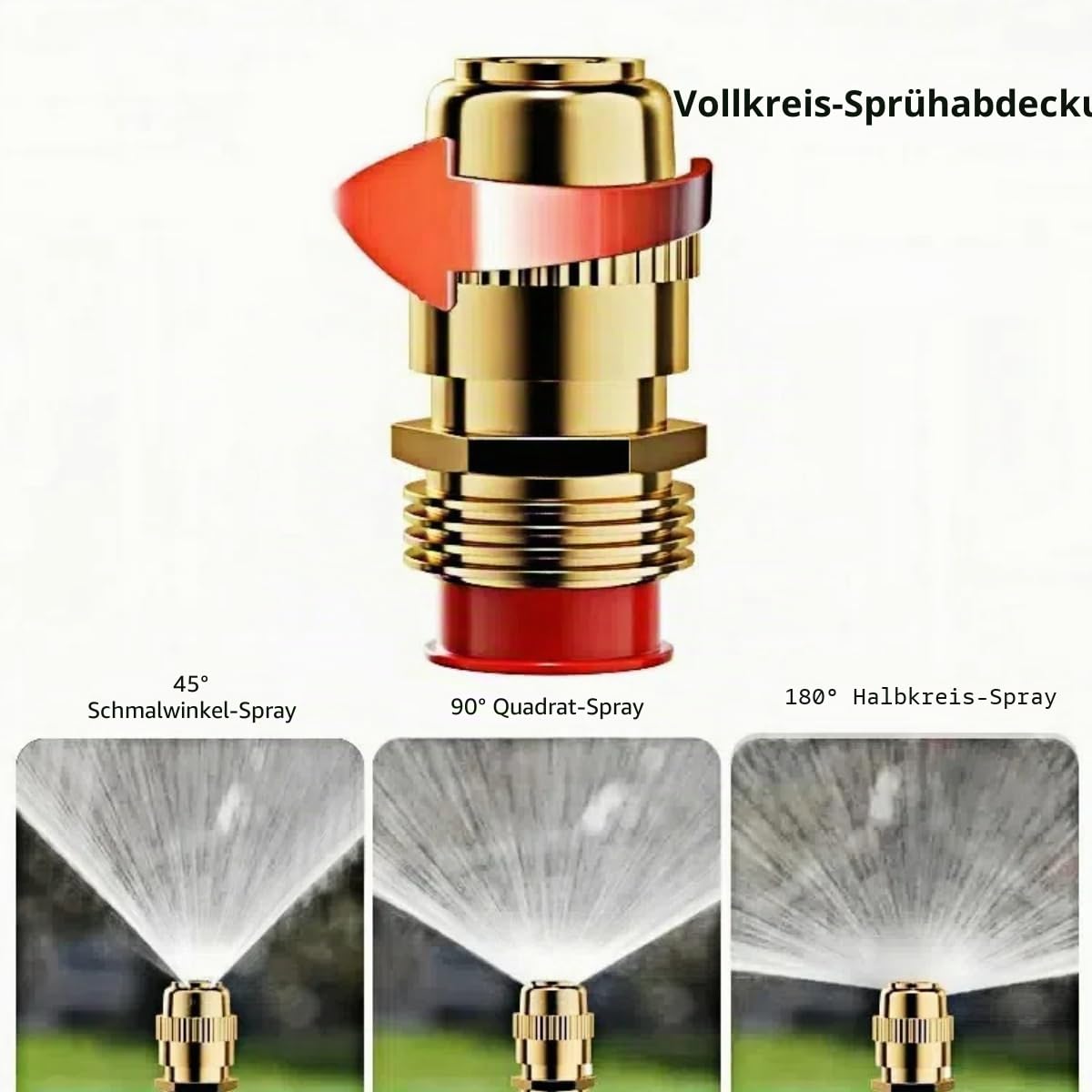 Metall-Rasensprinkler, automatischer Messingsprinkler mit Spike-Basis, 360° verstellbares Sprinklersystem für Gras, Terrasse, Garten, Bewässerung