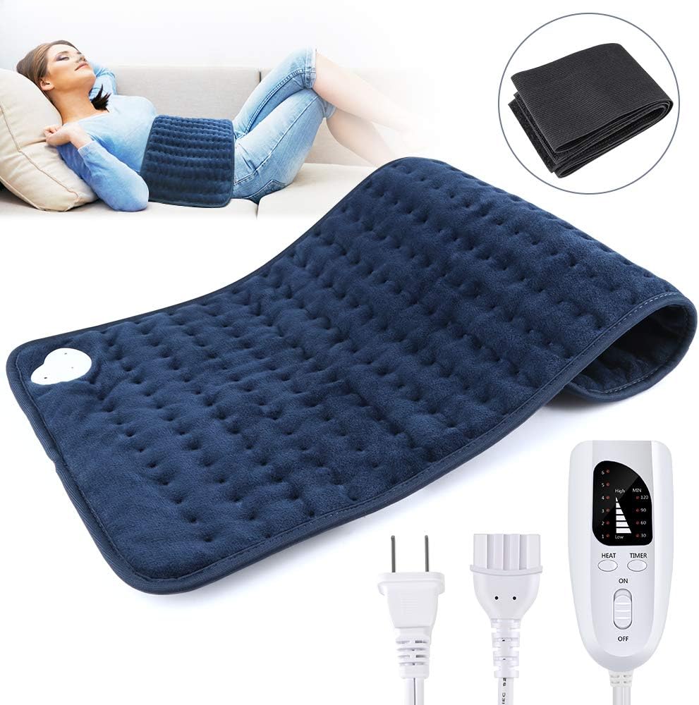 Heating Pad for Fast Pain Relief, Machine-Washable and Auto Shut Off Timer,Electric Heating Therapy Pads for Muscle Pain Relief on Back/Shoulders/Neck/Menstrual Pain for Home and Office-12"x24"