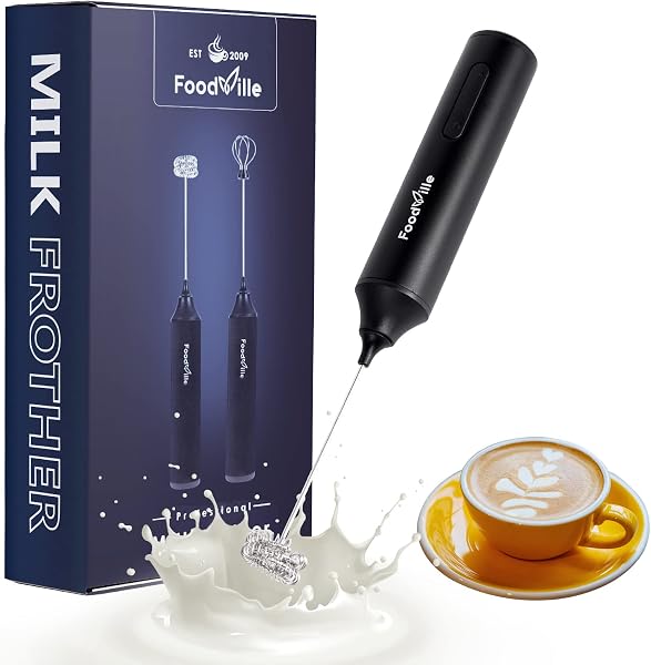 FoodVille MF05 Rechargeable Milk Frother USB Charging Handheld Foam Maker with Stainless Balloon Whisk for Cappuccino, L