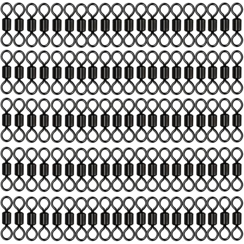 JCKD 100pcs Pesca Conector Giratorias de Pesca Anillo de Conexión de Pesca Giratorio de Acero Inoxidable Equipos de Pesca Accesorios，Giratorio adecuado para la pesca en el mar o en agua dulce7#(negro)
