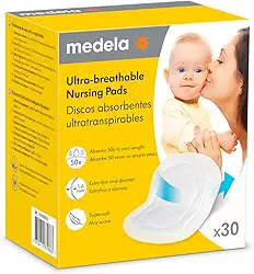 Absorventes Descartáveis para Seios Ultra Respiráveis Medela | Altamente Absorventes, Respiráveis e Discretos para maior Conforto, 30 unidades/caixa