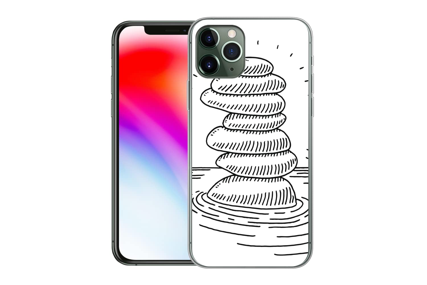 MuchoWow Funda para iPhone 11 Pro - Piedras Zen amontonadas en el Agua - Funda de Silicona/Funda Blanda para teléfono móvil