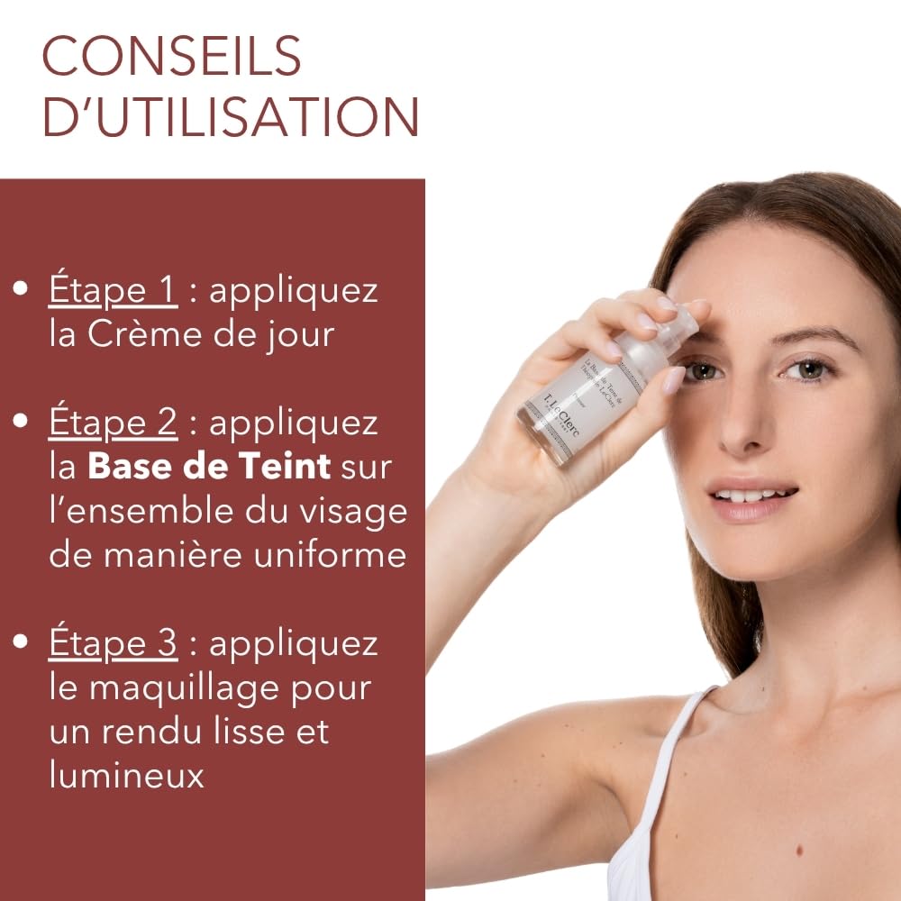 T.LeClerc Base de Teint Matifiante Longue Tenue 30 ml – Primer - Lisse le grain de peau, floute les pores, sans silicone – Fini mat naturel & hydratation – Tous types de peau - Fabriqué en France
