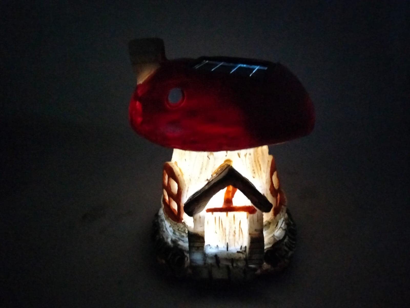Divas World Resin Mushroom House Solar LED Light Outdoor Ornaments Statue Garden Decoration Lawn Patio Gift Idea (Pack Of 2) - Image 3