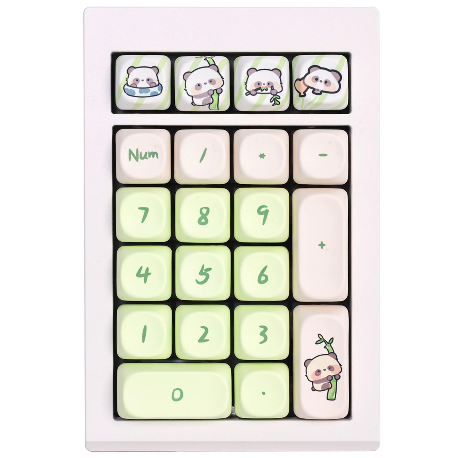Sumgsn Bluetooth Number Pad, VIA Programmable Aluminum Numeric Keypad, Hot-Swappable Keypad with Fairy Linear Switch MOA Profile 21 Keys Panda Keycap Numpad for Laptop,PC, Mobile Phone, Tablet (Green)