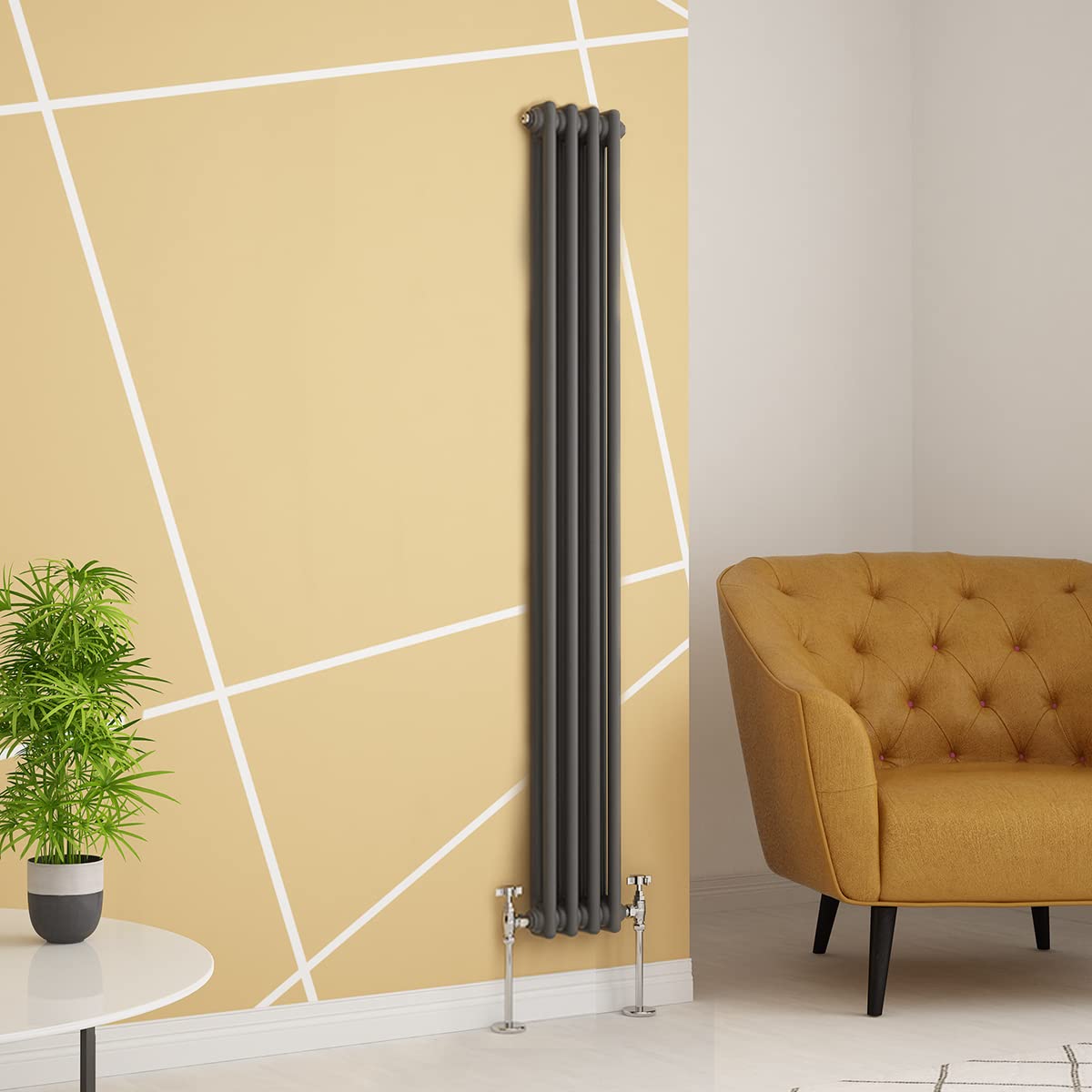 Warmehaus Traditional Radiator 2 Column Anthracite Vertical 1500x200mm