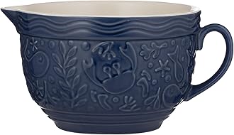 Nautical Batter Bowl | 1.9 Litre Capacity | Blue Stoneware Bowl with Embossed Sea Life Design | Lightweight & Dishwasher Safe | Ideal for Mixing, Whisking & Pouring Batter